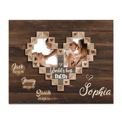 Mother Picture Board Personalised Photo Keepsake With 3 Kids Names Wood Signs Photo Frame Gifts For Mom-Jessemade AU