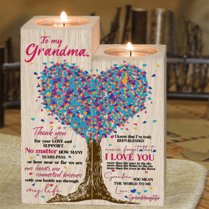 To My Grandma Family Tree Candle Holder You Mean The World To Me Wood Candlesticks Gifts for Grandma-Jessemade AU
