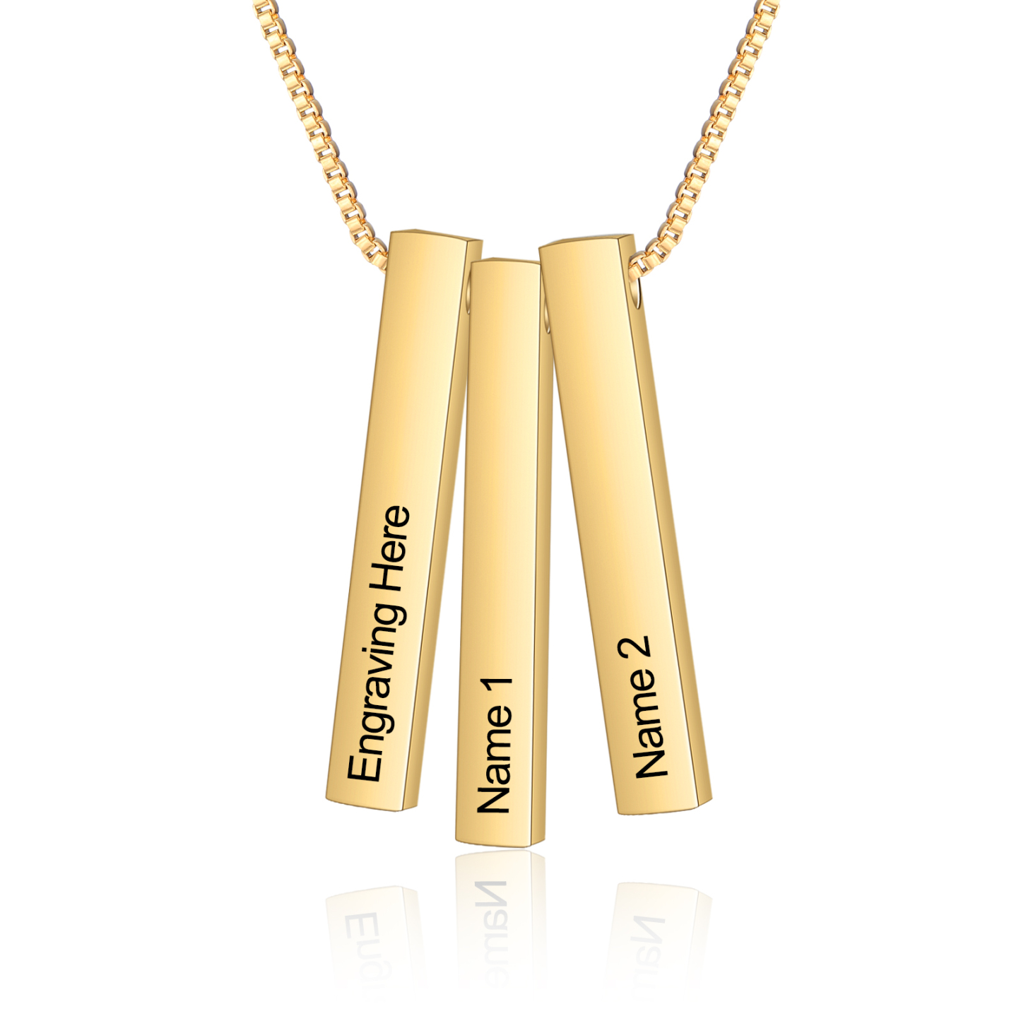 Vertical Bar Necklace Personalised 3 Names 3D Bar Necklace-Jessemade AU