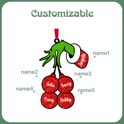 5 Names - Personalised Wooden Christmas Ornaments Customised Name Grinch Christmas Ornament Gifts for Family Friends-Jessemade AU