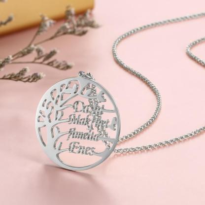 Family Tree Custom 4 Names Sterling Silver Tree-Jessemade AU
