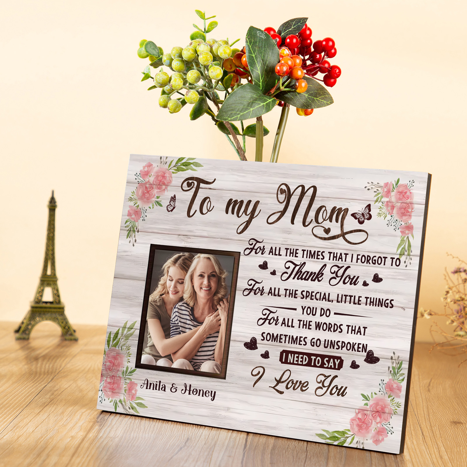 Personalised Photo & Text Wooden Plaque Home Decoration Gifts for Mom/Mum - For All The Times That I Forgot To Thank You-Jessemade AU