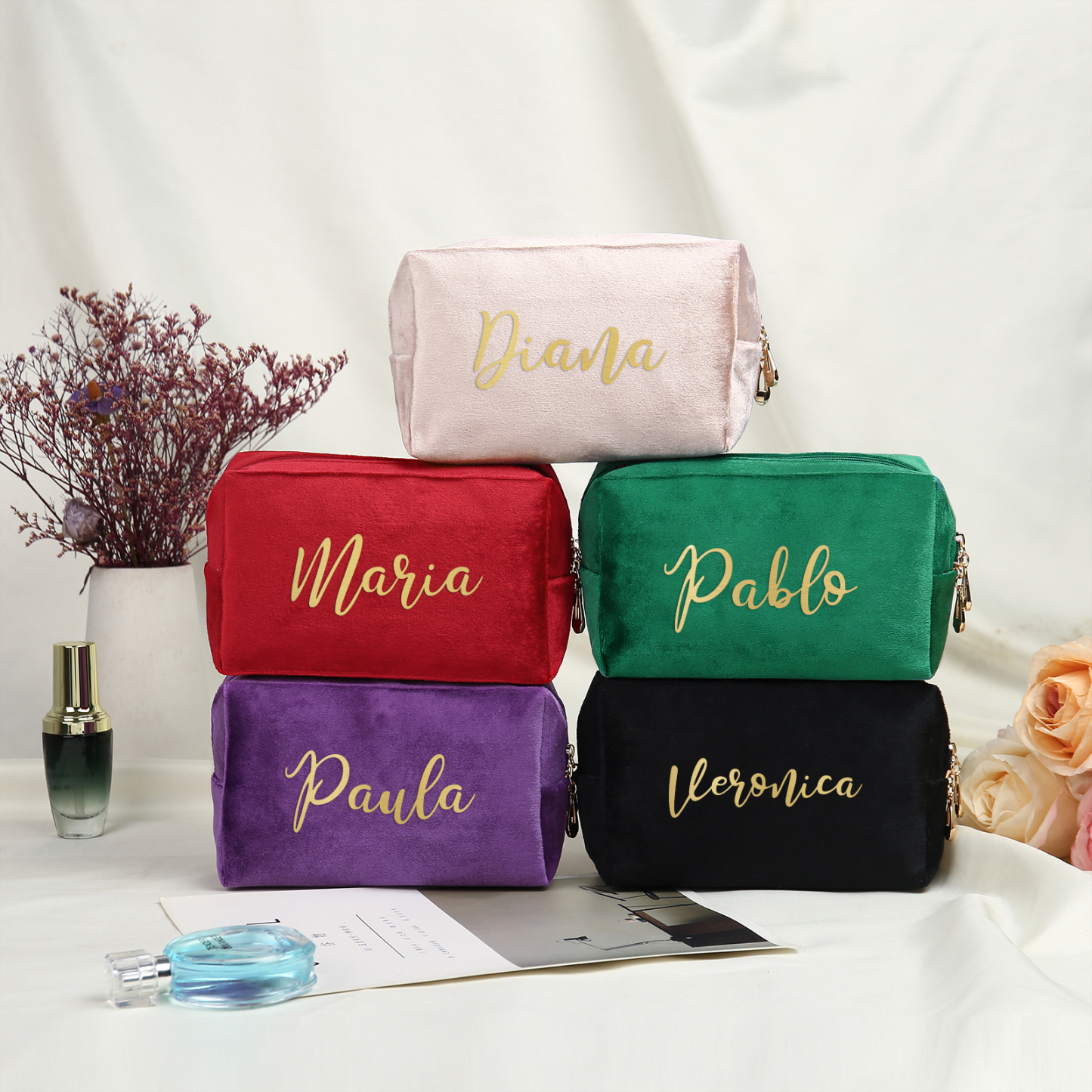 Personalised Name Cosmetic Bag Zipper Makeup Bag Jewelry Storage Bag Gifts for Ladies Girls-Jessemade AU