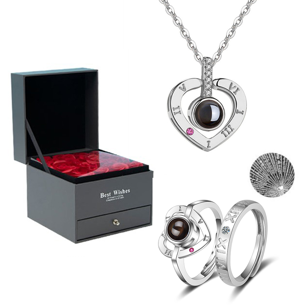 Personalised 100 Languages Projection Necklace Engraved  " I LOVE YOU" Heart Necklace Gifts For Her-Jessemade AU