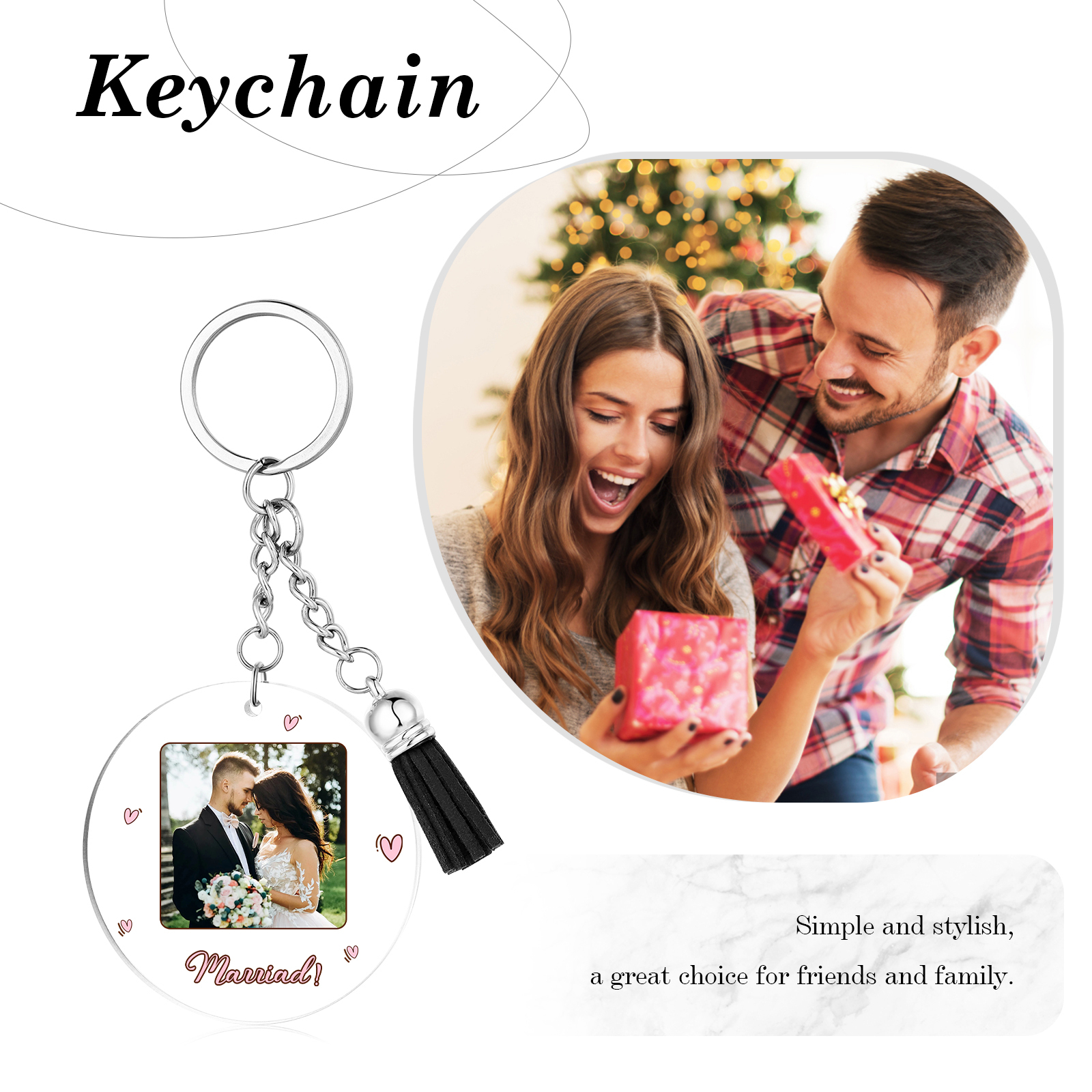 Personalised Couple Keyring Custom Photo & Name Acrylic Keychain Valentine's Day Anniversary Gift for Couples-Jessemade AU