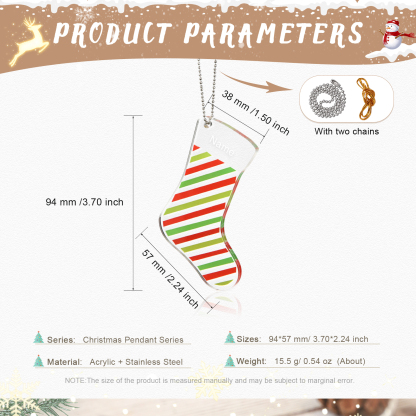 Personalised Acrylic Christmas Sock Ornaments Customised 1 Name Xmas Pendant Gifts for Boys Girls-Jessemade AU