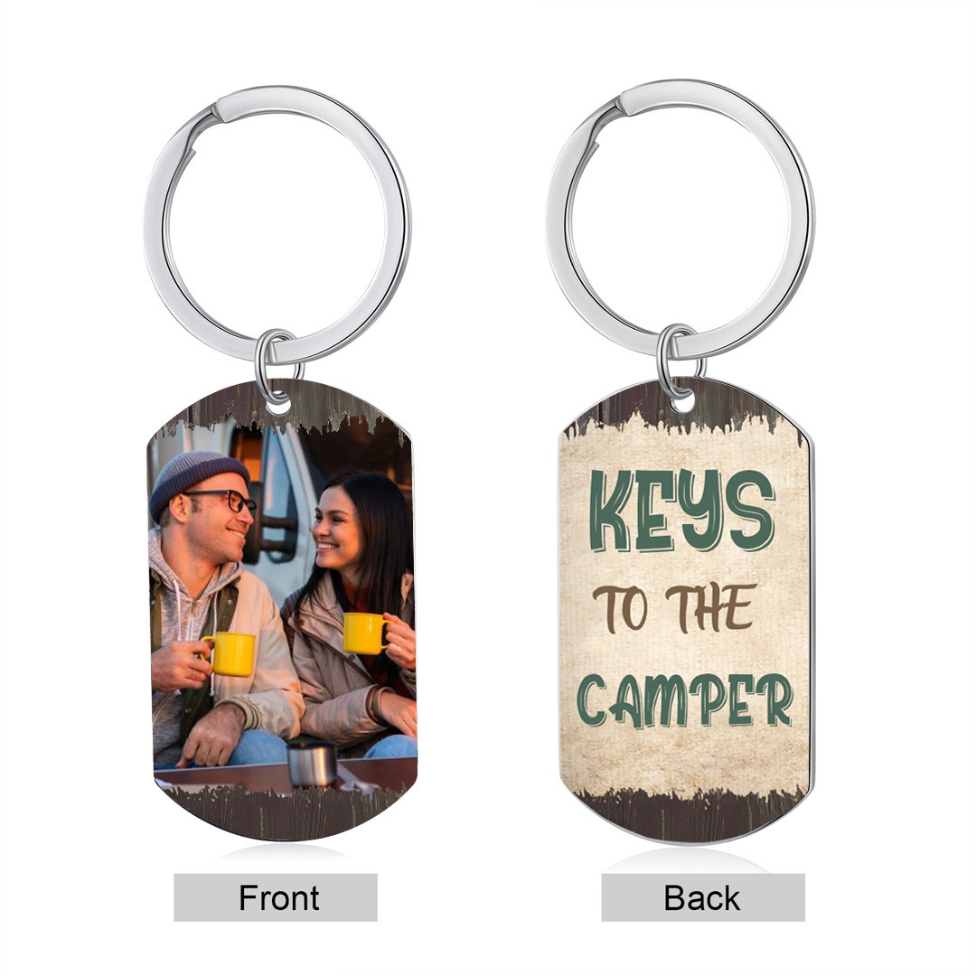 "Keys To The Camper" Custom Photo Keychain Stainless Steel Keyring Personalised Gift for Him/Her-Jessemade AU