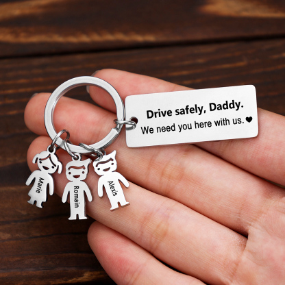 Personalised Kid Charm Keychain Engraved 1 Name Family Keychain for Him-Jessemade AU