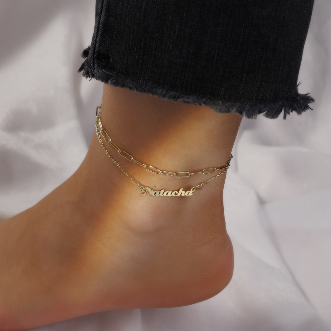 Double Stranded-Personalised Name Anklet For Her