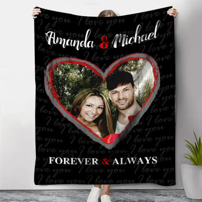 Personalised Couple Blanket Custom 2 Names  & Photo Blanket Valentine's Day Gift for Him/Her-Jessemade AU