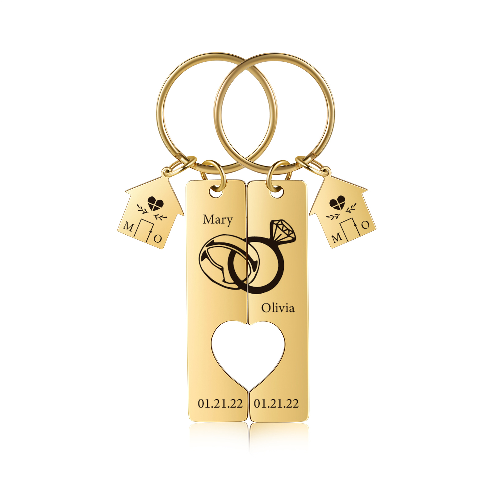Personalised Couple Keychain Custom 2 Names & Letters & Dates Metal Keyring Matching Keychains Gifts for Couples-Jessemade AU