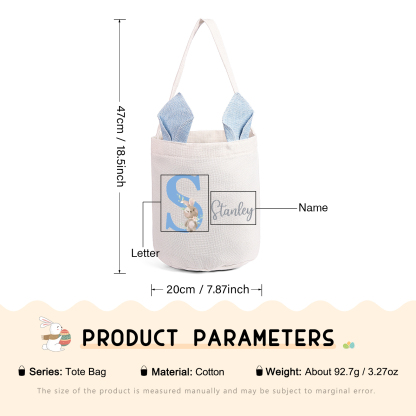 Personalised Bunny Tote Bag Custom Name & Letter Bunny Bucket Bag Easter Gifts for Kids-Jessemade AU