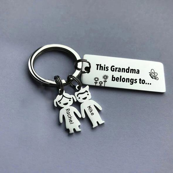 Personalised Kid Charm Keychain Engraved 2 Names Family Keychain for Him-Jessemade AU