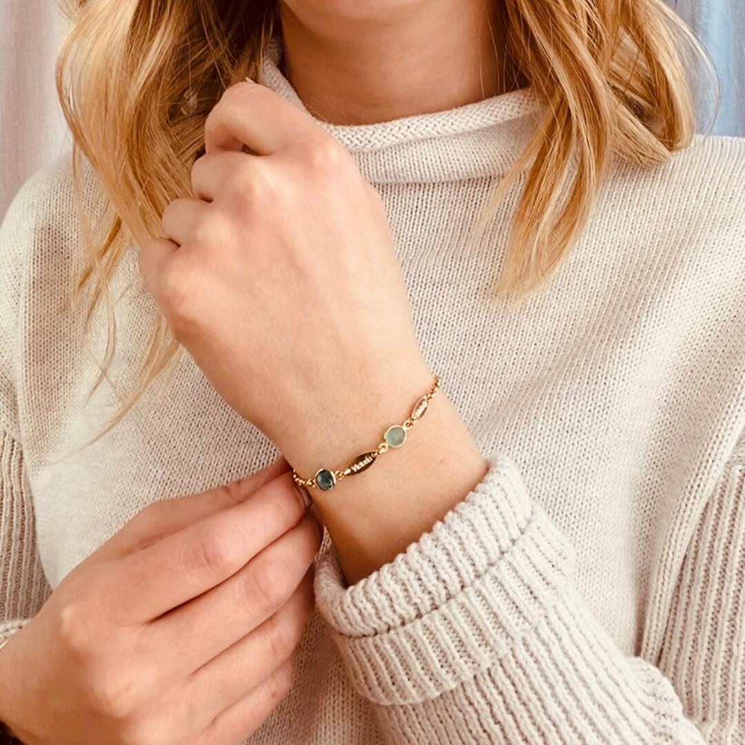 Personalised Bracelet With 6 Birthstones Engraved Names Bracelet Gift For Women-Jessemade AU
