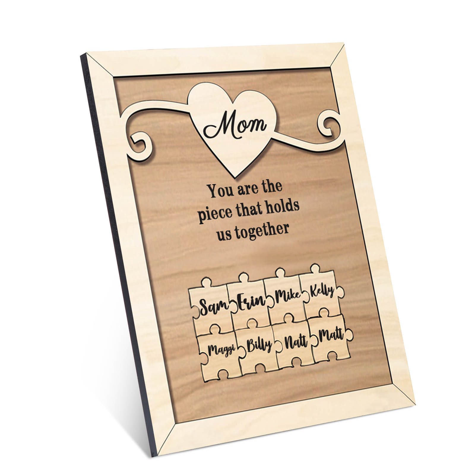 Personalised Mom Puzzle Picture Board Customised 5 Names Keepsake Wood Signs "You are the piece that holds us together" Gifts For Mother-Jessemade AU