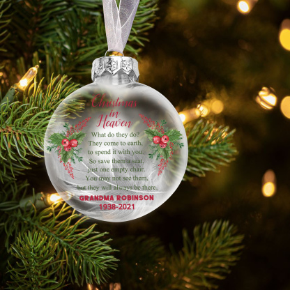 Memorial Ball Feather Ornaments Custom Text Christmas Hanging Ornament Commemorate Deceased Loved Ones - Christmas In Heaven-Jessemade AU
