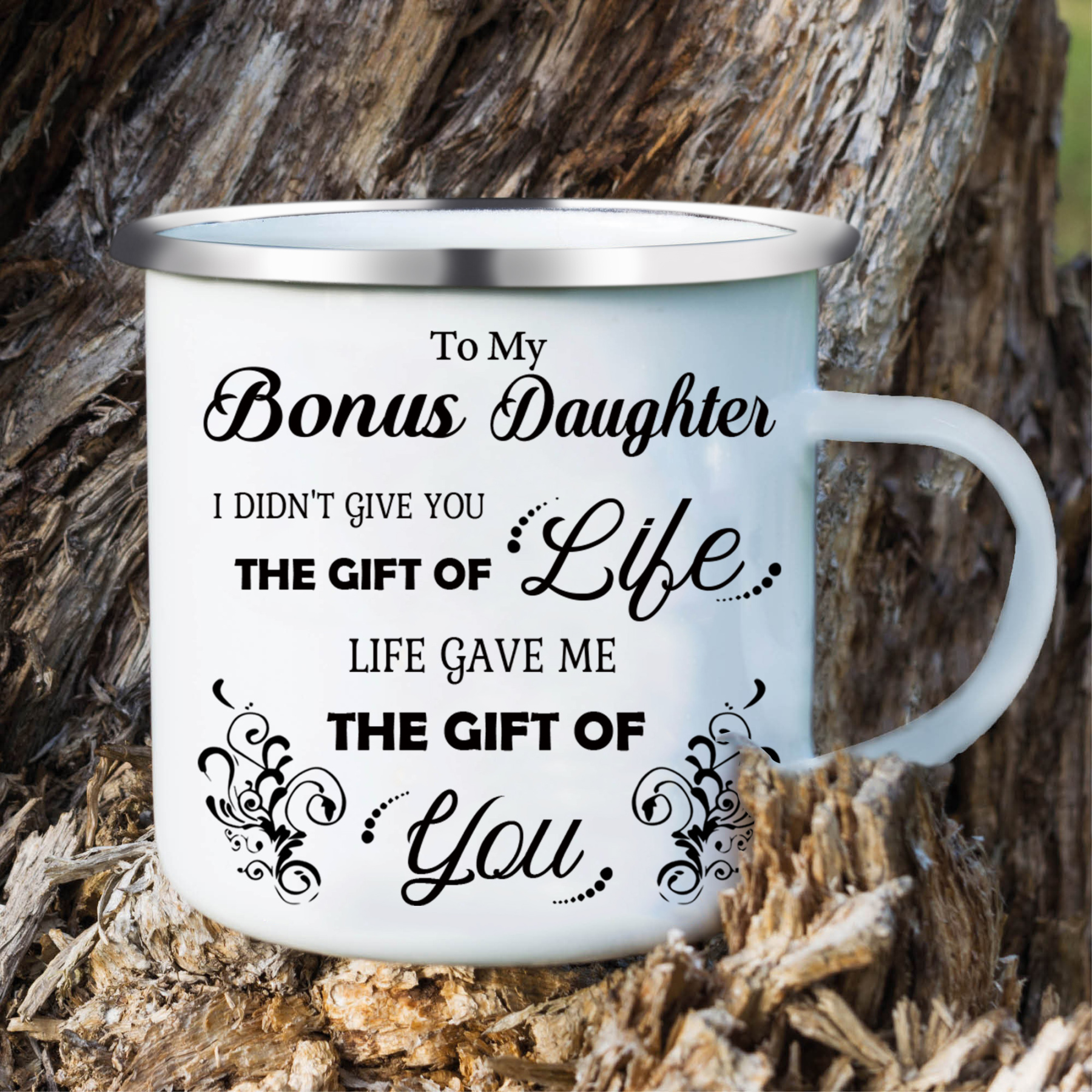 To My Bonus Daughter Mug Enamel Cup Gifts for Daughter - Life Gave Me The Gift Of You-Jessemade AU