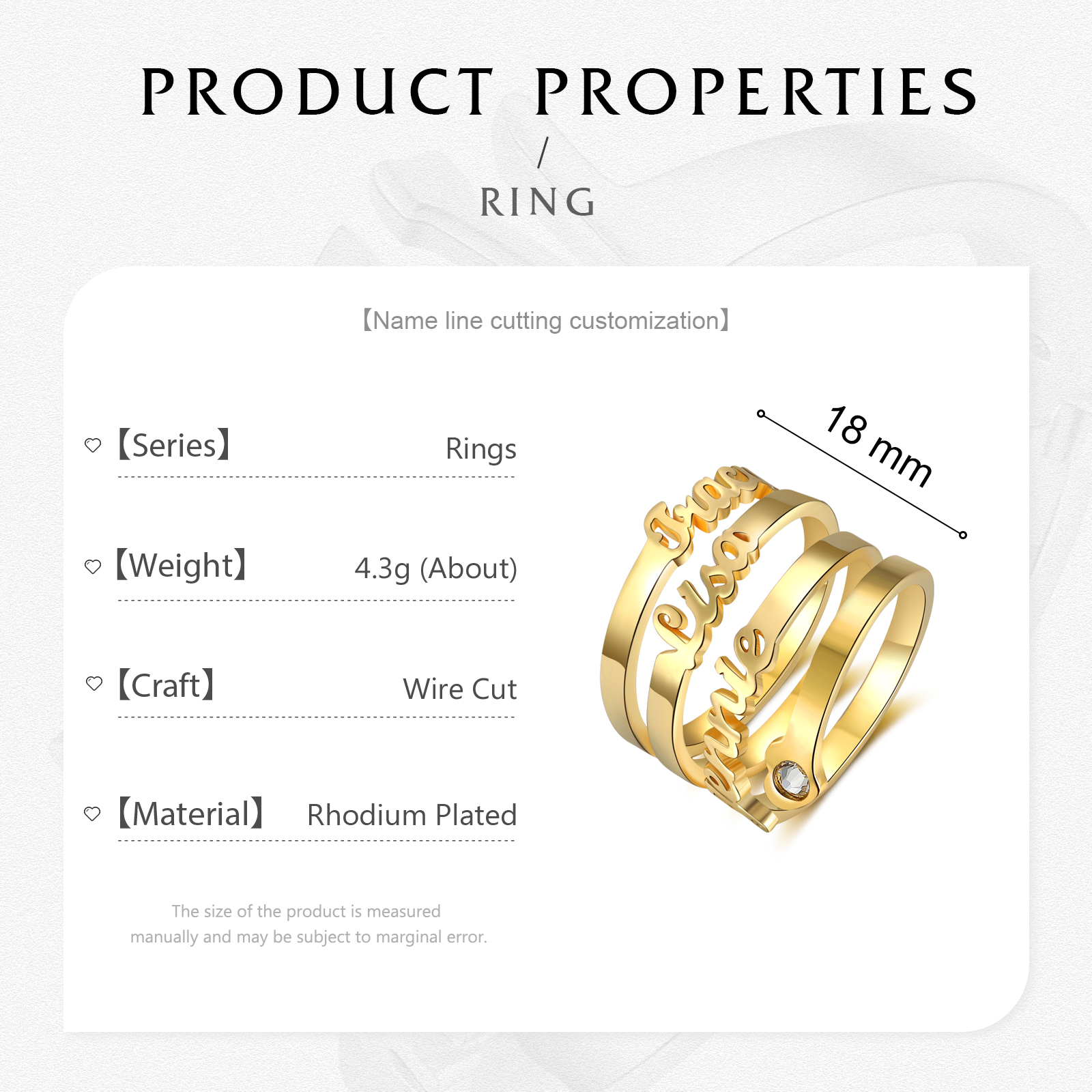 Personalised Heart Ring With Birthstone Custom 3 Names Ring Gifts For Her-Jessemade AU