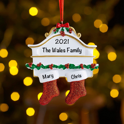 Personalised Red Stockings Ornament Custom 2 Names Gifts for Family-Jessemade AU