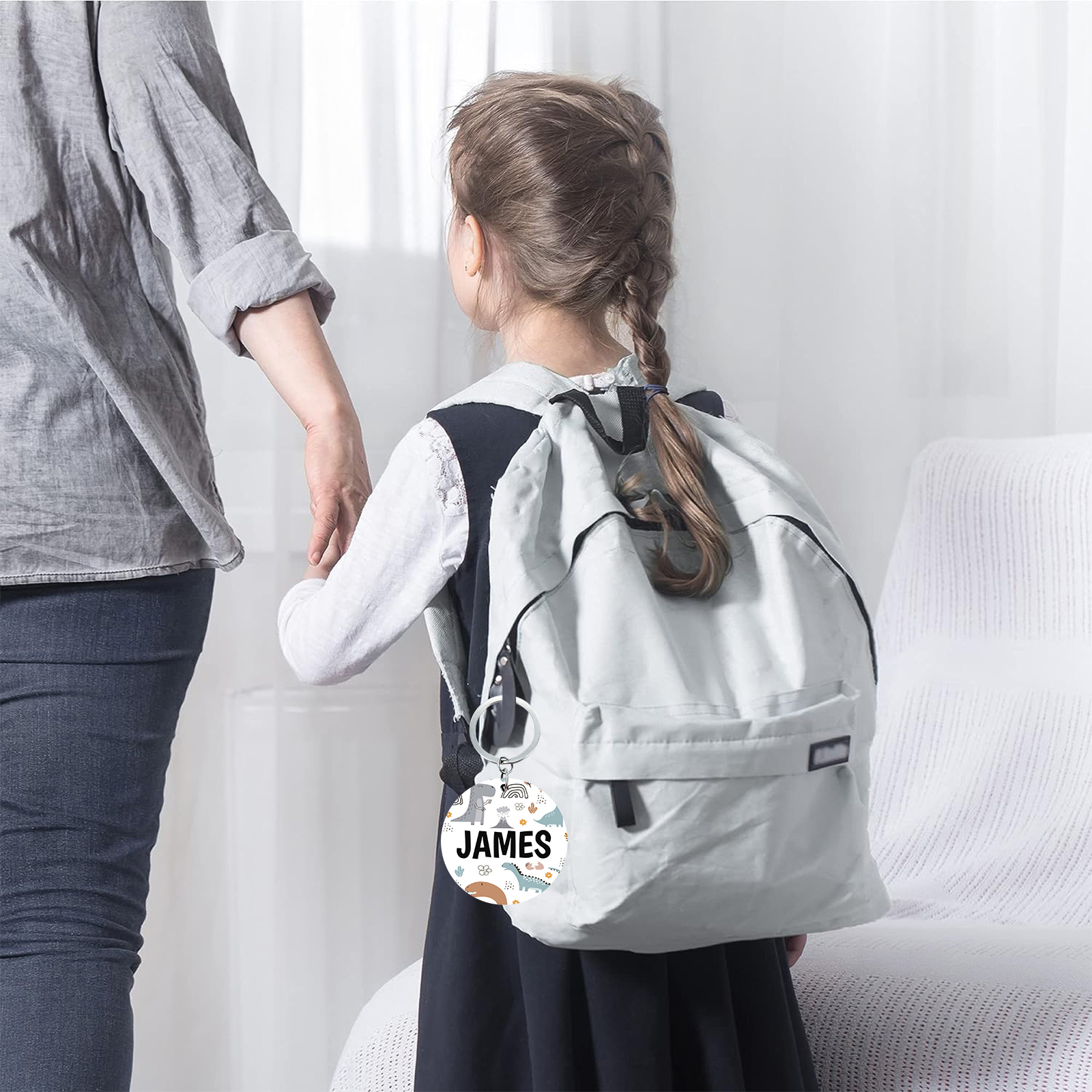 Customised 1 Name Dinosaur Pattern Keychain Unique Back to School Gift for Kids-Jessemade AU