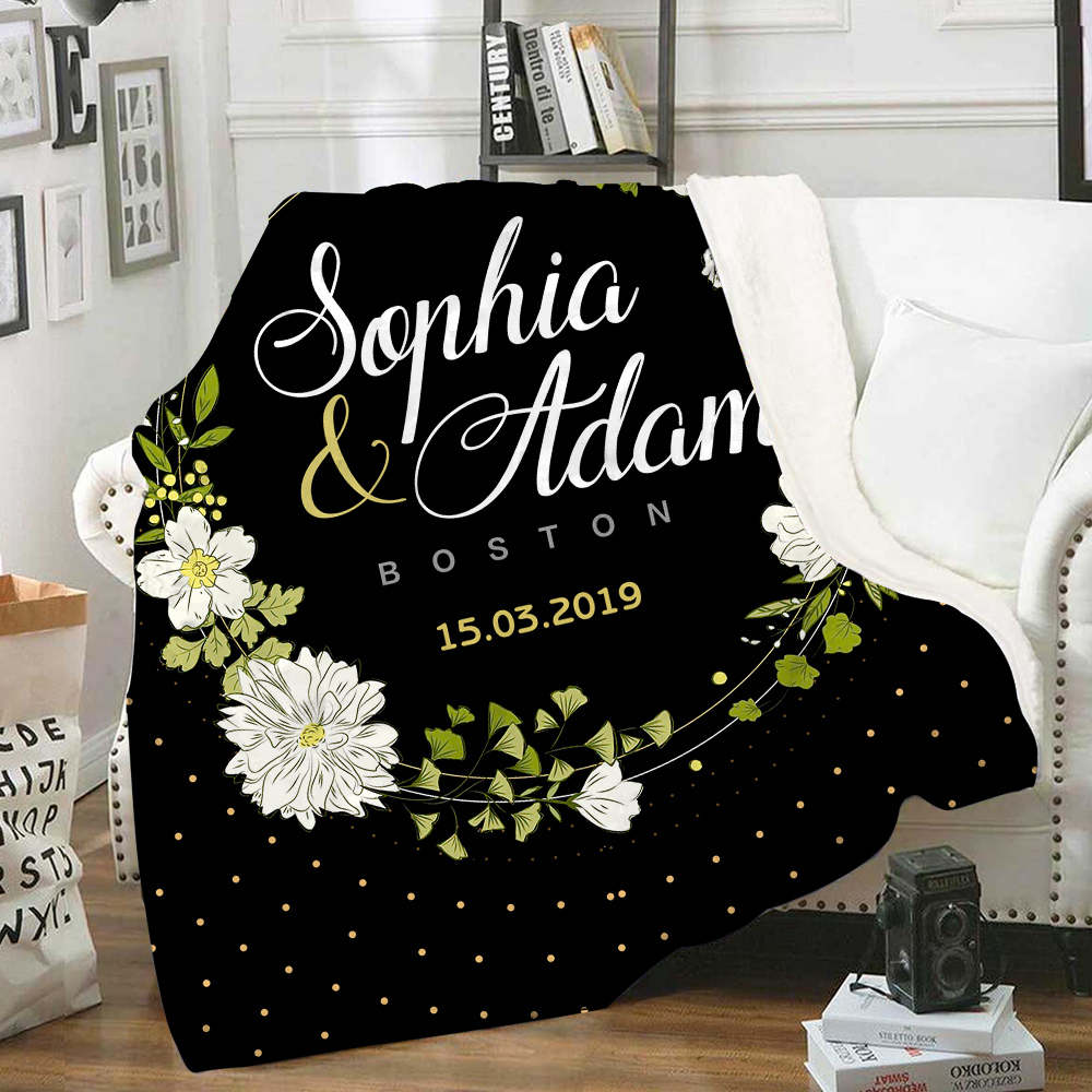 Personalised Couple Blanket Customised 2 Names & Date Blanket Valentine's Day Gift for Him/Her-Jessemade AU