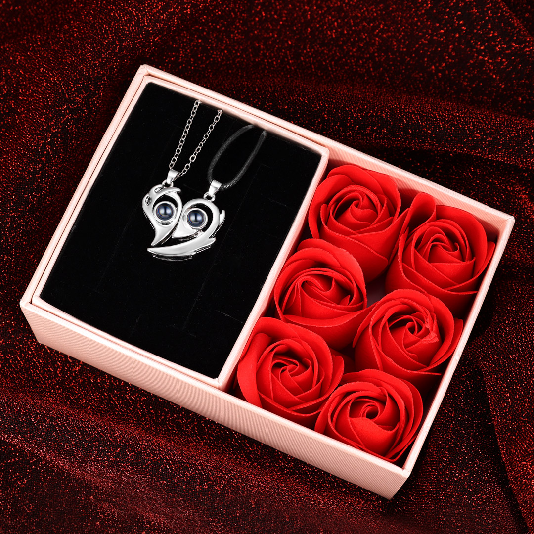 Personalised 100 Languages "I Love You" Heart Projection Necklace Custom Photo Gifts For Her-Jessemade AU