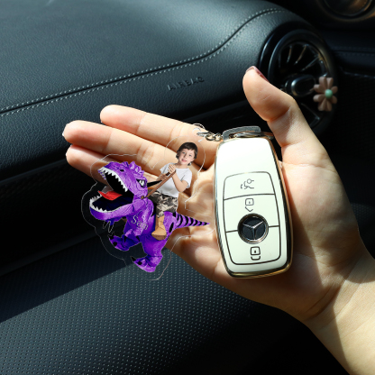 1 Name - Personalised Acrylic Dinosaur Keychain Customised Name & Photo Keychain Gift for Kids-Jessemade AU