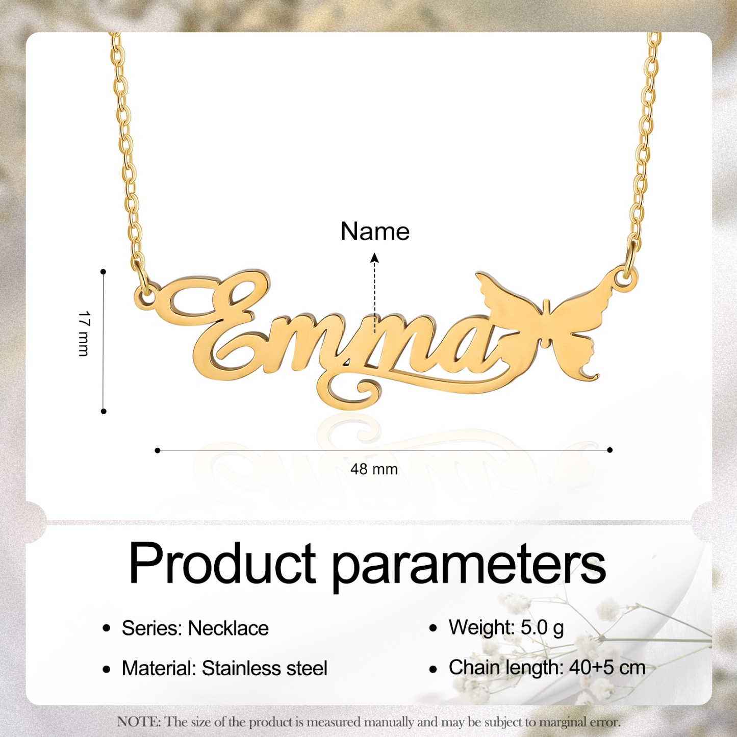 Butterfly Name Necklace Personalised One Name Necklaces Gift for Children-Jessemade AU
