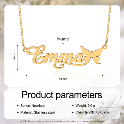 Butterfly Name Necklace Personalised One Name Necklaces Gift for Children-Jessemade AU