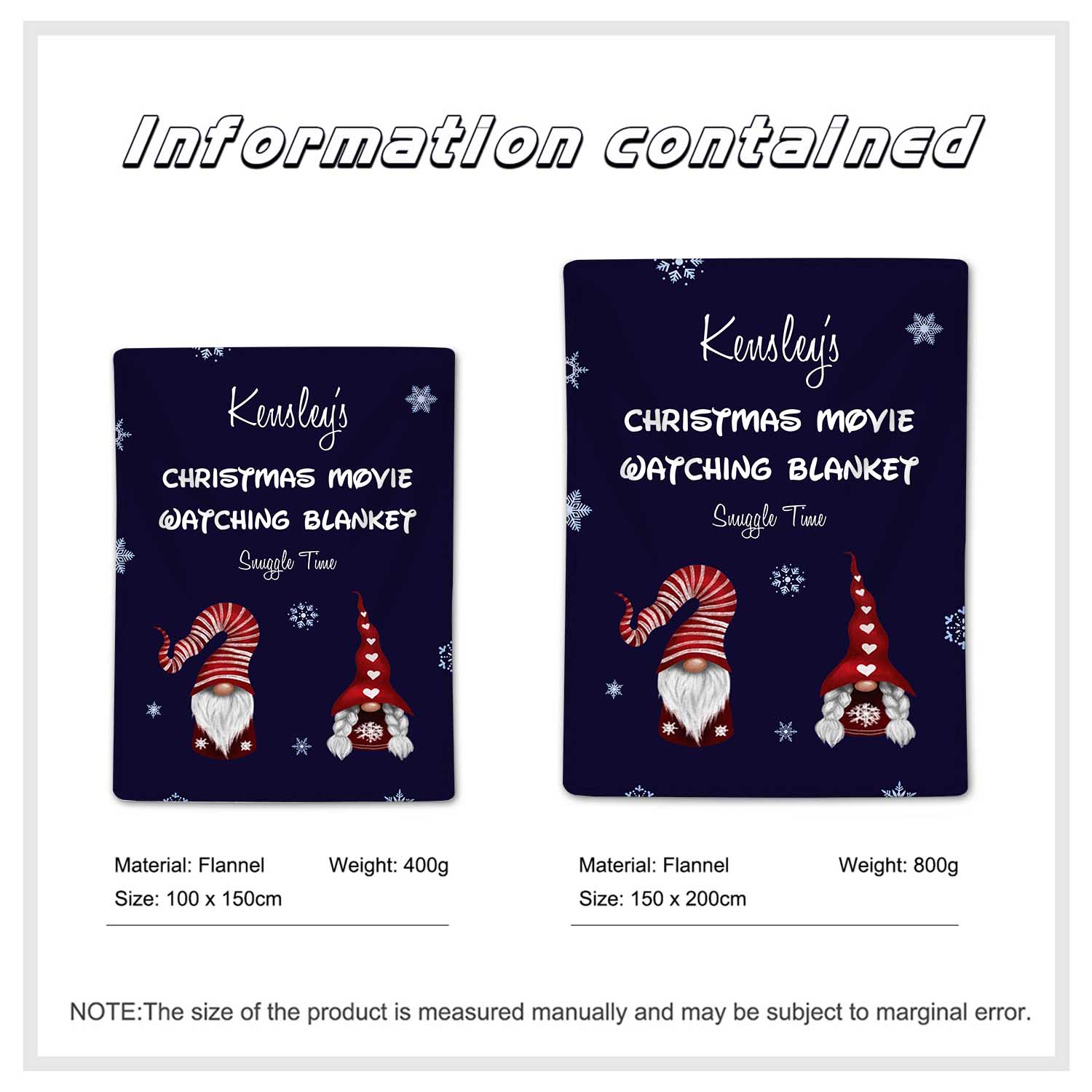 Personalised Christmas Movie Blanket Custom 1 Name Blanket Christmas Gift for Family Friends - Christmas Movie Watching Blanket-Jessemade AU