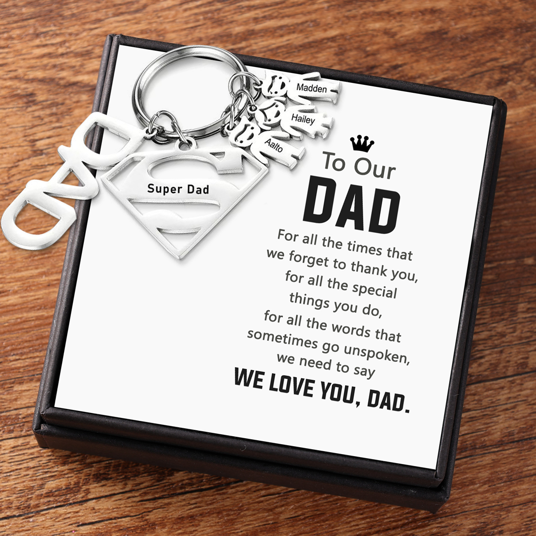 Father's Day Gift Personalised 3 Kids Charms Keychain with Superman Sign-Jessemade AU