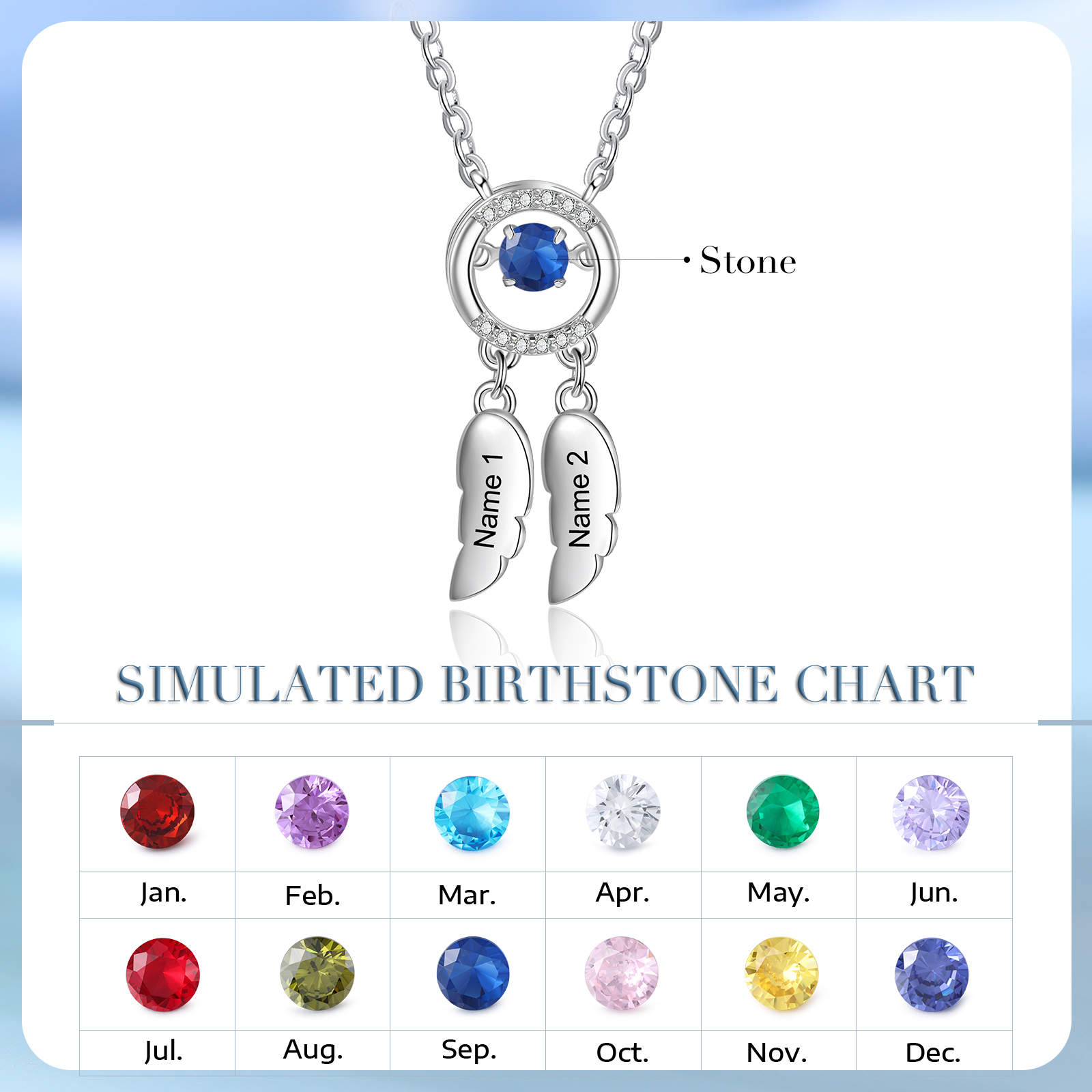 Personalised Dream Catcher Necklace with Dancing Stone Custom 2 Names Necklace-Jessemade AU