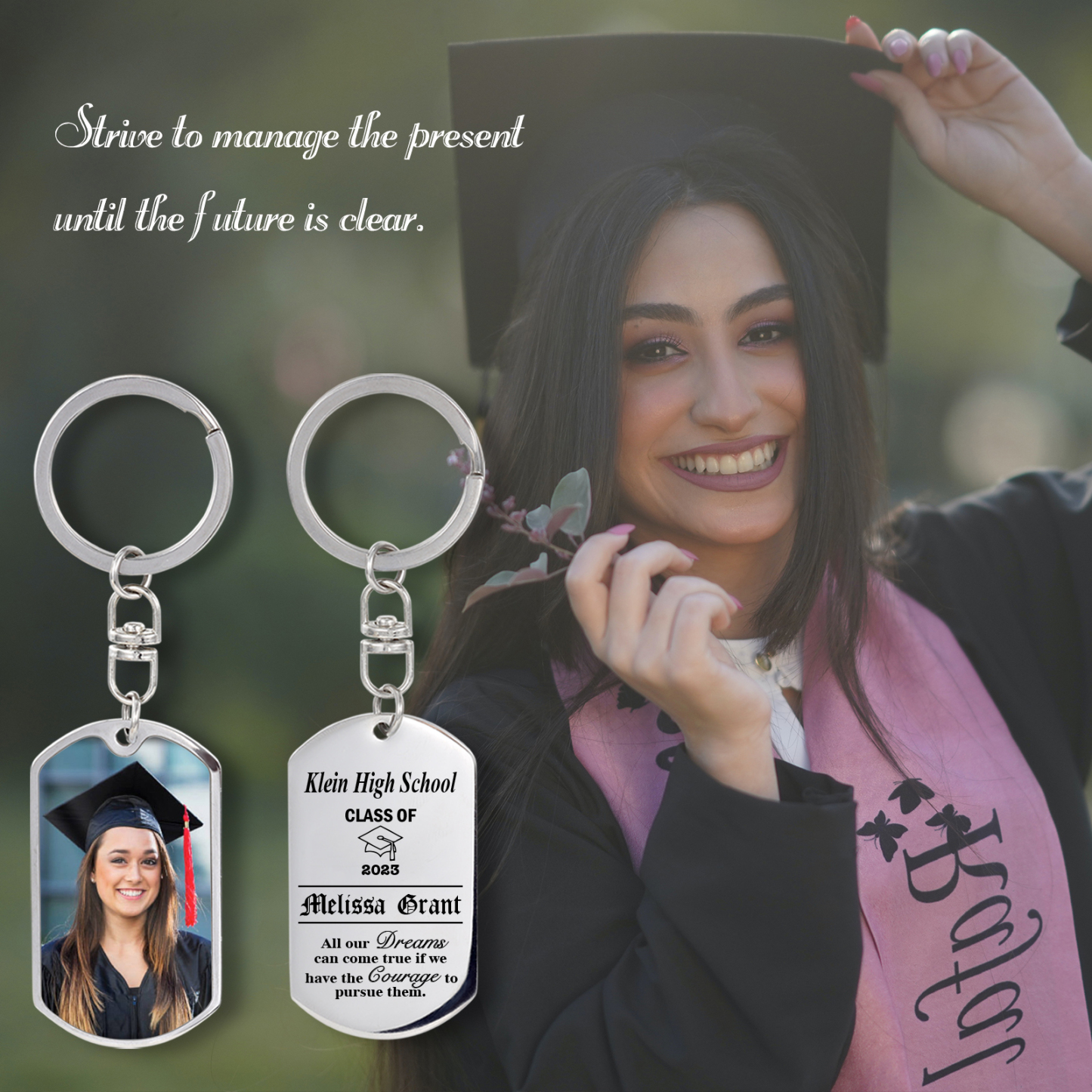Custom Photo Keychain Class of 2024 Graduation Keyring-Jessemade AU