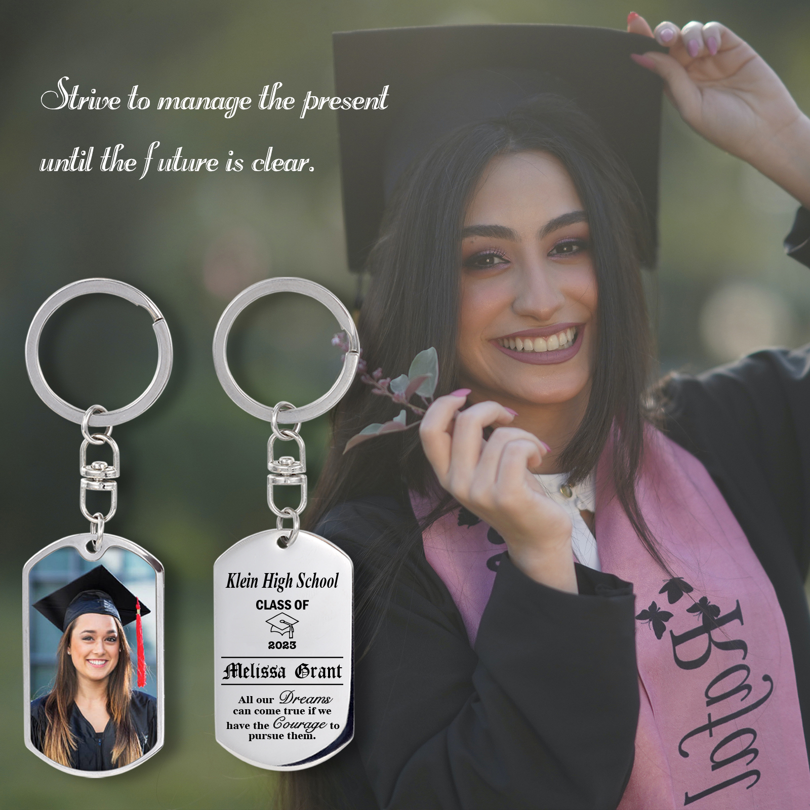 Custom Photo Keychain Class of 2024 Graduation Keyring-Jessemade AU