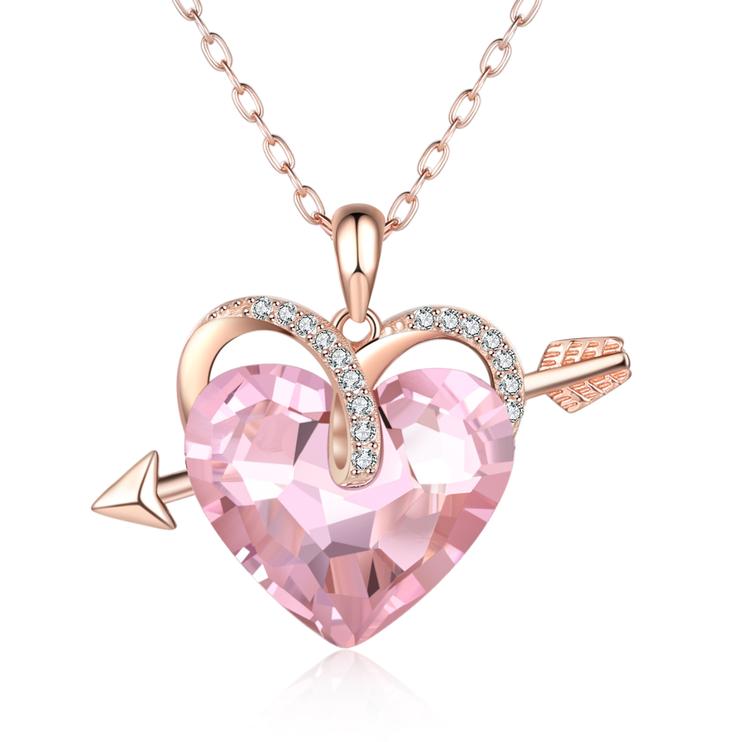 Heart-shaped Crystal Necklace Birthstone Necklace Gifts For Her-Jessemade AU