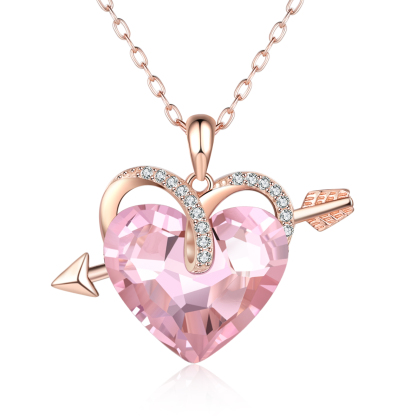 Heart-shaped Crystal Necklace Birthstone Necklace Gifts For Her-Jessemade AU