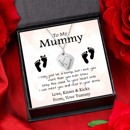 To My Mummy Personalised Baby Feet Pendant Necklace Custom 2 Names & Birthstone Necklace Gifts For Mother-Jessemade AU