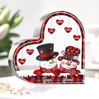 Acrylic Heart Keepsake Customised 8 Names Christmas Snowman Decor Personalised Gifts for Grandma Mum-Jessemade AU