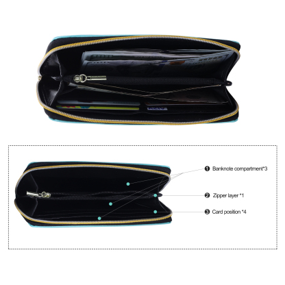 Long Purse Personalised Leather Wallet Engraved 6 Photos Zip Wallet Gifts for Her-Jessemade AU