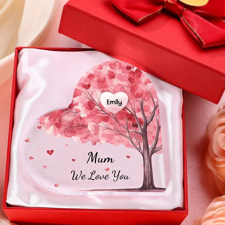1 Name - Personalised Acrylic Heart Keepsake Custom Text Pink Tree Ornaments Gifts for Grandma/Mother-Jessemade AU