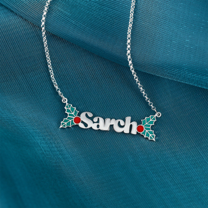 Personalised Christmas Holly Name Necklace Gifts for Her-Jessemade AU