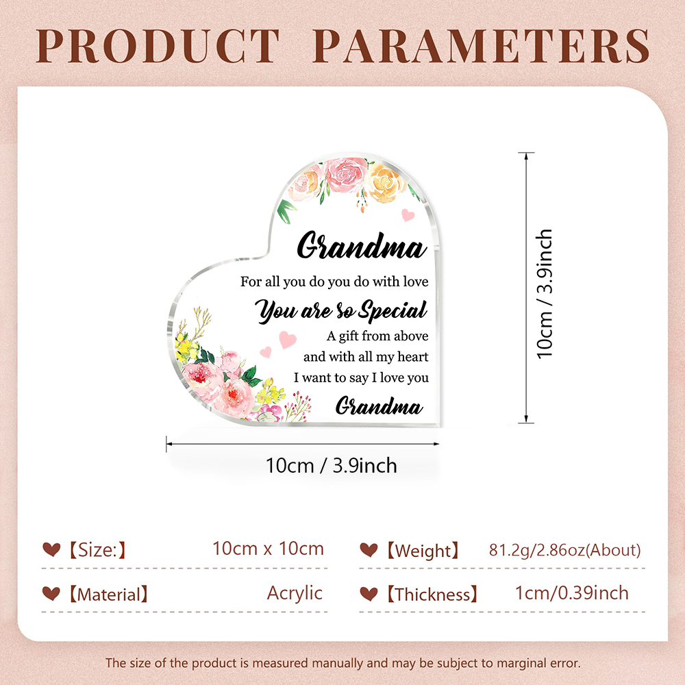 Grandma Gifts from Grandchildren Acrylic Heart Keepsake for Grandma - You are so Special-Jessemade AU