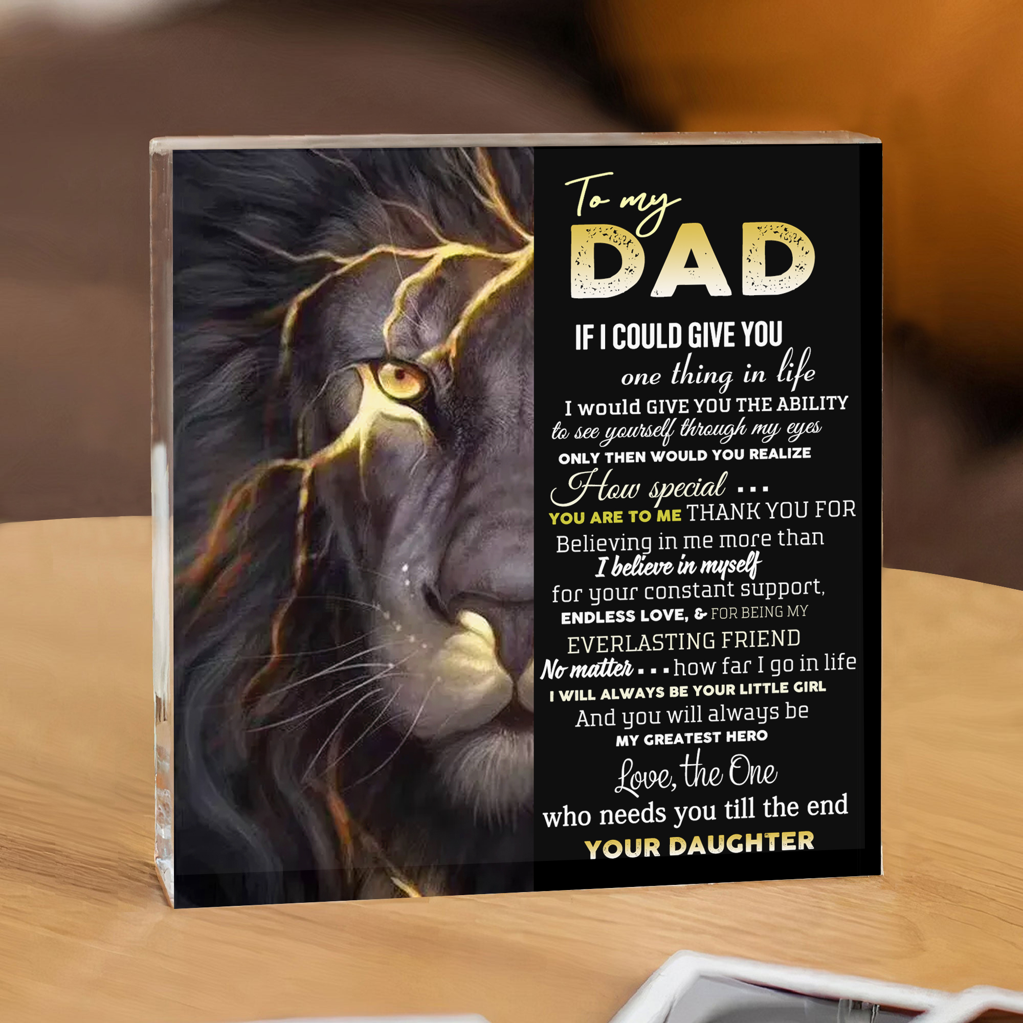 To My Dad Acrylic Square Keepsake Lion Dad Rectangle Plaque Father's Day Gifts  - I Will Always Be Your Little Boy/Girl-Jessemade AU