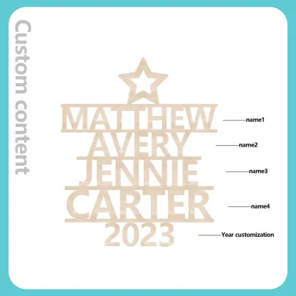 4 Names - Personalised Christmas Tree Ornaments Customised Name Xmas Wooden Decor Gifts for Family Friends-Jessemade AU