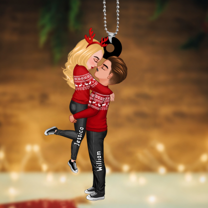 Personalised Couple Hugging Christmas Ornaments Customised 2 Names Acrylic Hanging Ornament Gifts for Couples-Jessemade AU