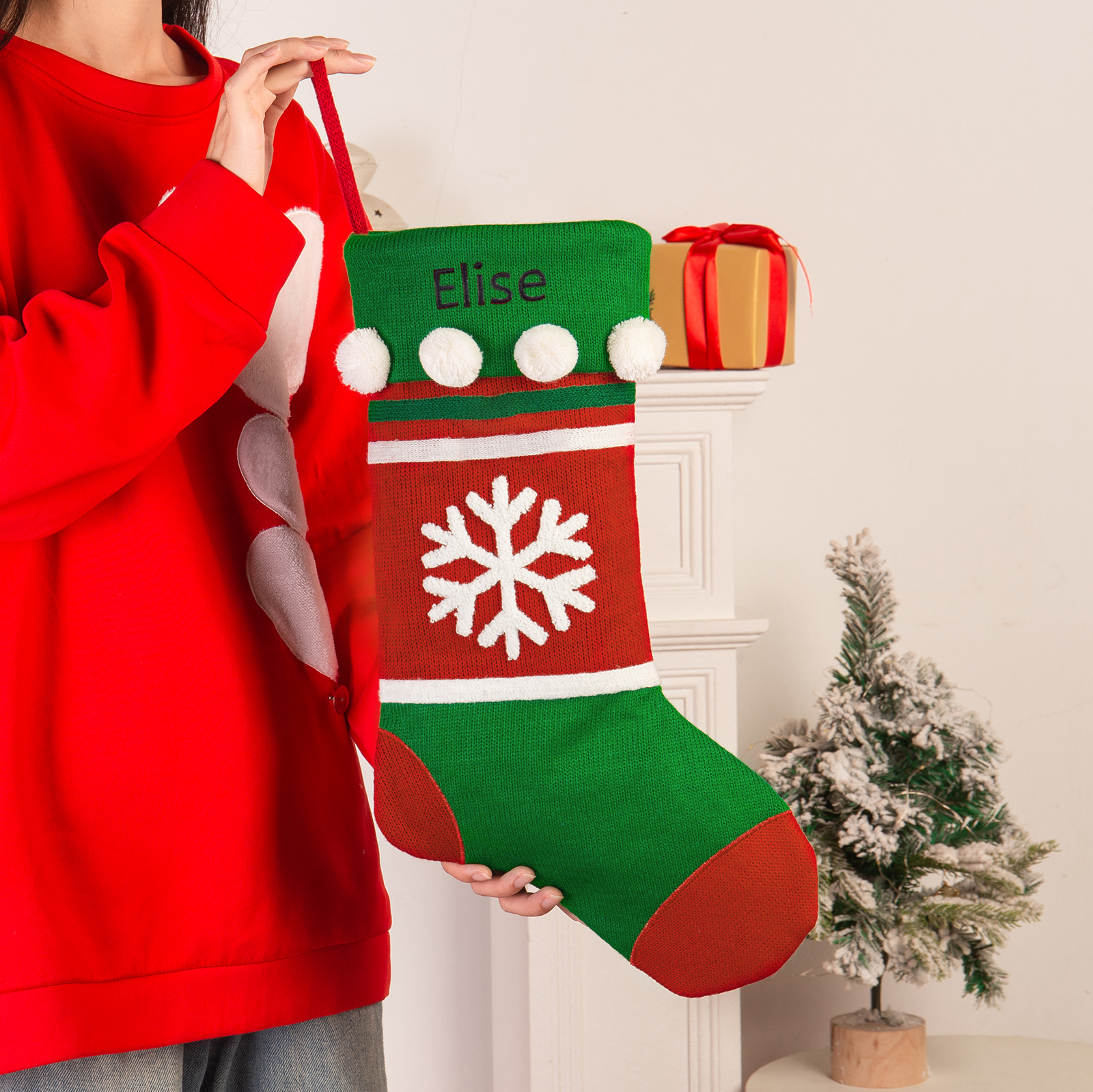 Personalised Christmas Stocking Ornament Custom 1 Name Christmas Gift Bags Gifts for Family Friends-Jessemade AU