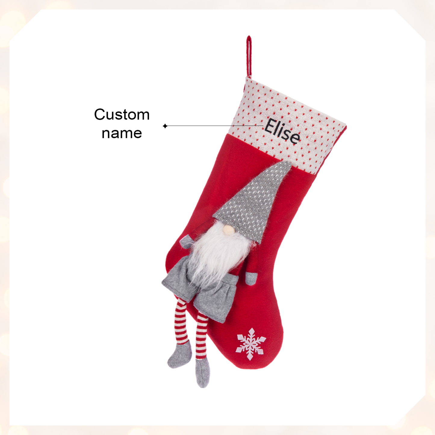 Custom 1 Name Christmas Stocking Ornament Christmas Gift Bags Santa Claus Stocking Gifts for Family Friends-Jessemade AU