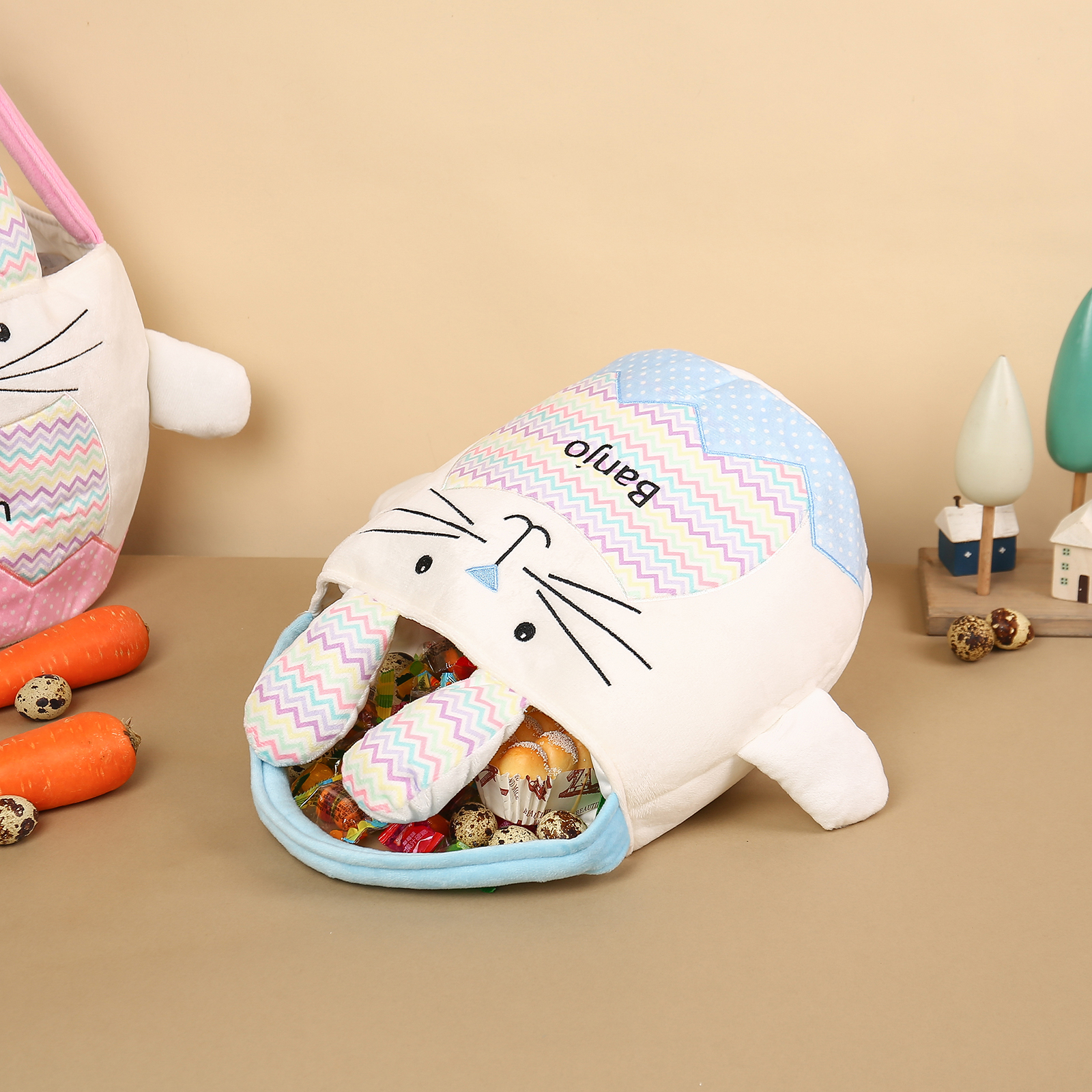 Personalised Bunny Tote Bag Customised with Name Bunny Bucket Bag Easter Gifts-Jessemade AU