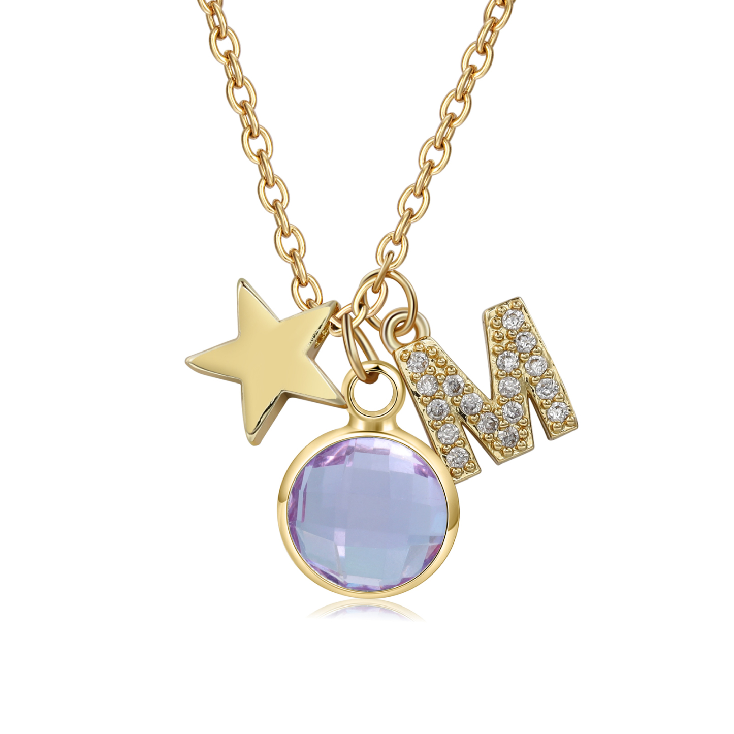 Back To School Personalised Necklace Custom Birthstone and Initial Star Pendant Necklace-Jessemade AU