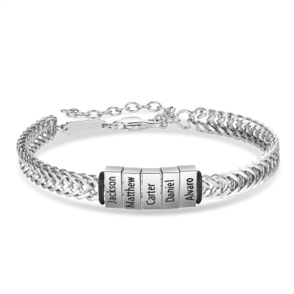 Personalised Men's Beaded Bracelet Custom 6 Names Adjustable Bracelets Stainless Steel Gifts for Him-Jessemade AU